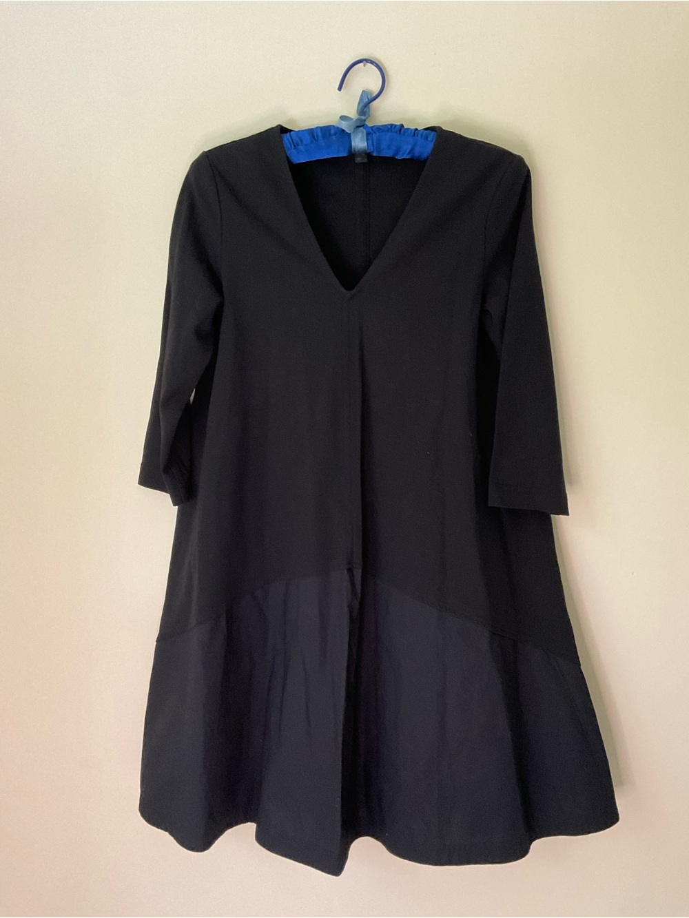 COS Black V-Neck Long-Sleeve A-Line Dress